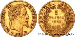 5 francs or Napoléon III, tête laurée 1867 Strasbourg F.502/12