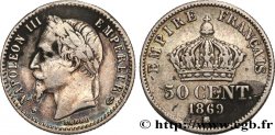 50 centimes Napoléon III, tête laurée 1869 Strasbourg F.188/23