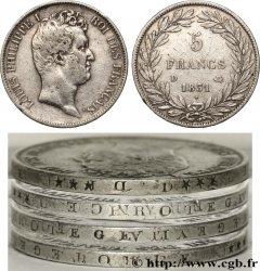 5 francs type Tiolier avec le I, tranche en creux FAUTÉE 1831 Lyon F.315/17