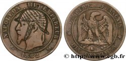 Dix centimes Napoléon III, tête laurée, satirique 1862 Bordeaux F.134/9 var.