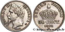 50 centimes Napoléon III, tête laurée 1868 Strasbourg F.188/21