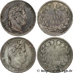 Lot de deux 5 francs IIe type Domard 1832 s.l. F.324/8