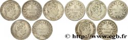Lot de cinq pièces de 5 francs IIe type Domard n.d. s.l. F.324/38