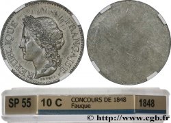 Concours de 10 centimes, essai uniface de l avers de Fauque 1848  VG.3140  var.