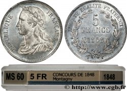 Concours de 5 francs, essai en étain par Montagny 1848 Paris VG.3085 var.