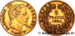 5 francs or Napoléon III, tête laurée 1864 Paris F.502/5