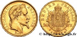20 francs or Napoléon III, tête laurée 1863 Paris F.532/6