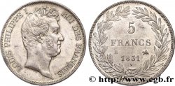 5 francs type Tiolier avec le I, tranche en creux 1831 Rouen F.315/15