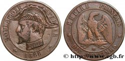 Dix centimes Napoléon III, tête nue, satirique pour le Général Boulanger 1856 Strasbourg F.133/- var. VF