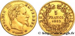 5 francs or Napoléon III, tête laurée 1862 Strasbourg F.502/2