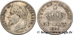 50 centimes Napoléon III, tête laurée 1866 Strasbourg F.188/10