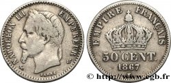 50 centimes Napoléon III, tête laurée 1867 Bordeaux F.188/17