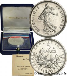 Piéfort argent de 5 francs Semeuse 1970 Paris F.341/2P
