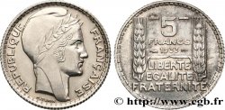 Épreuve en Bronze argenté, sans le mot ESSAI de 5 francs Turin 1933 Paris GEM.140 8 AU