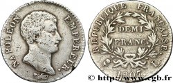 Demi-franc Napoléon Empereur, Calendrier grégorien 1807 Bayonne F.175/8 VF
