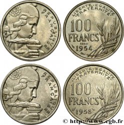 Lot d’un Essai de 100 francs Cochet 1954 + 1958 à la Chouette n.d. Paris F.450/1
