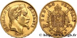 20 francs or Napoléon III, tête laurée 1867 Strasbourg F.532/16 VF35