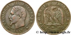 Cinq centimes Napoléon III, tête nue 1857 Strasbourg F.116/39
