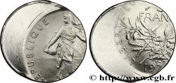 5 francs Semeuse, nickel, Frappe fautée sur un flan de 1 Franc Semeuse n.d. Pessac F.341/- var.
