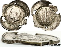 Essai de 5 francs Pétain en cupro-nickel, 1er projet de Bazor, Fautée 1941 Paris GEM. 142 16 MS
