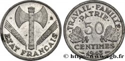 50 centimes Francisque, légère 1943 Beaumont-Le-Roger F.196/2