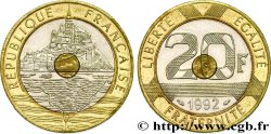 20 francs Mont Saint-Michel, 4 cannelures, V serré 1992 Pessac F.403/4