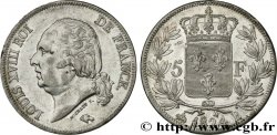 5 francs Louis XVIII, tête nue 1824 Rouen F.309/87
