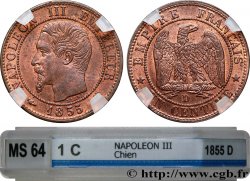 Un centime Napoléon III, tête nue 1855 Lyon F.102/19