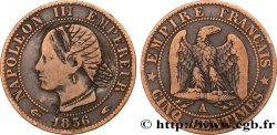 Cinq centimes Napoléon III, tête nue, satirique 1856 Paris F.116/30 var. TB