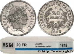 Concours de 20 francs, essai de Leclerc, deuxième concours 1848 Paris VG.3027 var SC64 GENI