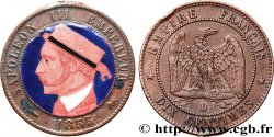 Dix centimes Napoléon III, tête nue, portrait en émail 1855 Lyon F.133/25 var. TTB