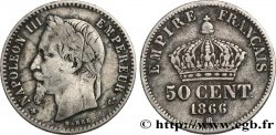 50 centimes Napoléon III, tête laurée 1866 Strasbourg F.188/10