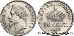 50 centimes Napoléon III, tête laurée 1866 Strasbourg F.188/10