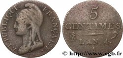 5 centimes Dupré, petit module 1796 Paris F.113/1