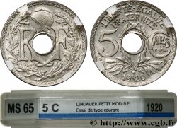 Essai de 5 centimes Lindauer, petit module 1920 Paris F.122/1