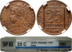Essai en bronze de 25 centimes Patey, 1er type 1903 GEM.60 3