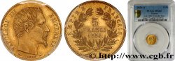 5 francs or Napoléon III, tête nue, petit module, tranche lisse 1854 Paris F.500/1