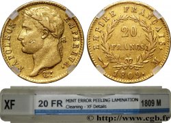 20 francs or Napoléon, tête laurée, Empire français 1809 Toulouse F.516/5