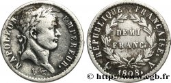 Demi-franc Napoléon Ier tête laurée, République française 1808 Paris F.177/2