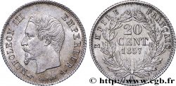 20 centimes Napoléon III, tête nue, Grands Différents 1857 Paris F.148/9 MS63