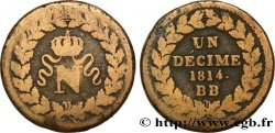 Un décime à l’N couronnée 1814 Strasbourg F.131/4