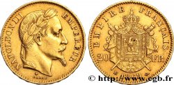 20 francs or Napoléon III, tête laurée, petit BB 1869 Strasbourg F.532/21