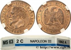 Deux centimes Napoléon III, tête laurée, buste définitif 1862 Paris F.108A/4