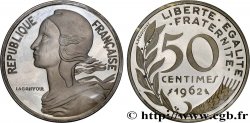 Piéfort Argent de 50 centimes Marianne, col à 4 plis 1962 Paris GEM.89 P2 FDC