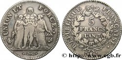 5 francs Union et Force, Union desserré, avec glands intérieurs et gland extérieur 1799 Bayonne/Paris F.291/29 VF