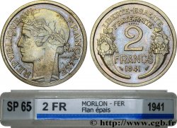 Essai en fer de 2 francs Morlon, flan épais 1941 Paris GEM.114 4 MS65 GENI