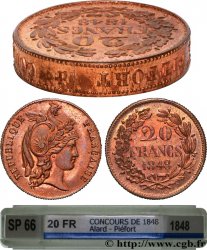 Concours de 20 francs, piéfort de Alard, tranche inscrite 1848 Paris VG.3041
