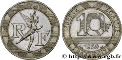 10 francs Génie de la Bastille, Fauté mono-métal Nickel, Couronne erronée 1989 Pessac F.375/3 var. MS61