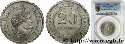 Essai de 20 centimes Merley, tranche cannelée 1889 Paris GEM.50 5 MS66 PCGS
