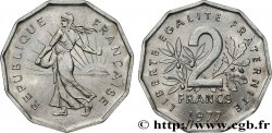 Pré-série de 2 francs Semeuse, nickel, sans le mot essai, tranche à 11 pans, listel hendécagonal 1977 Pessac GEM.123 12 MS64